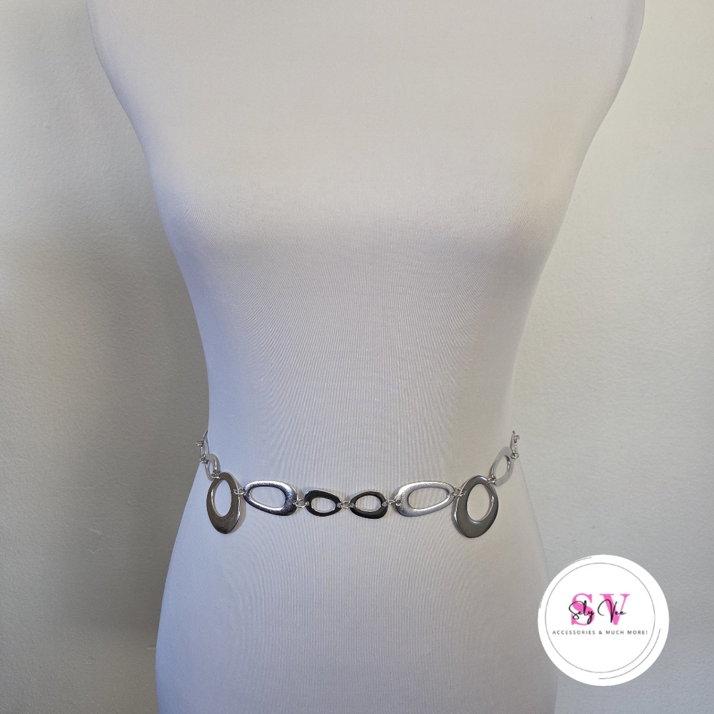 Silver Oval Link Chain Belt
